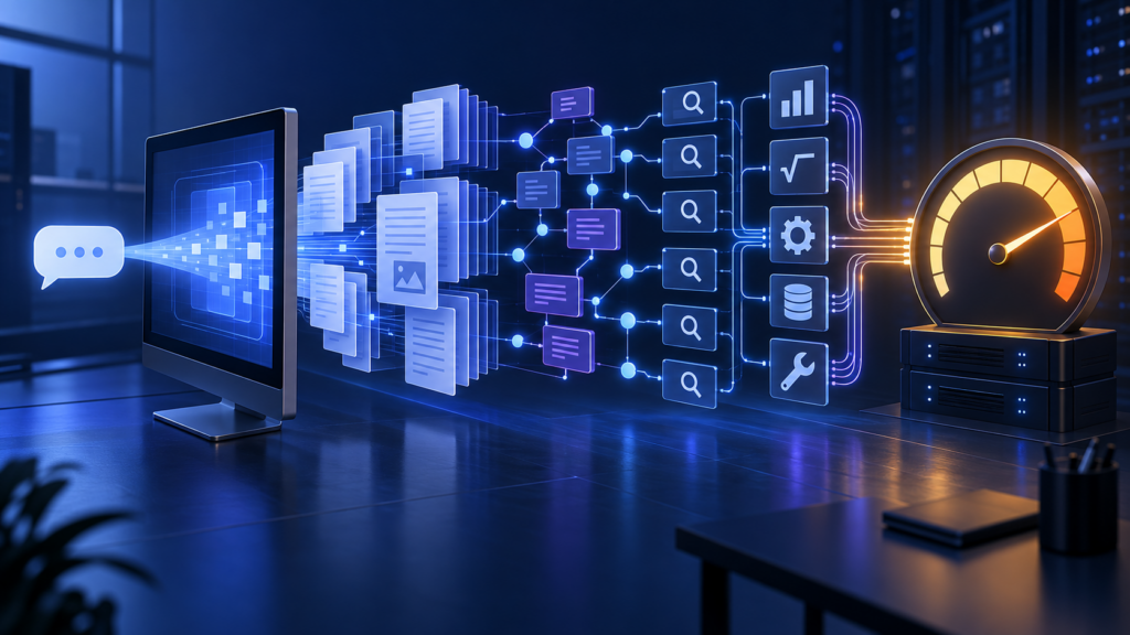 하나의 AI 질문이 문서 분석과 검색·계산을 거쳐 높은 사용량으로 이어지는 모습